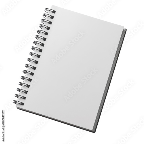 Blank Spiral Notebook for Creative Writing and Sketching in Minimalist Style on transparent background
