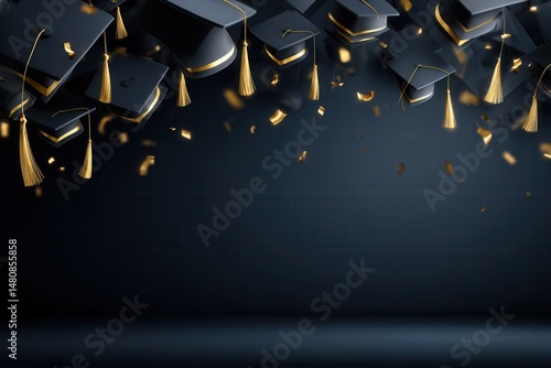 Graduation banner with cap and diploma, editable template, graduation background, class of 2025 design for poster, flyer, invitation, or announcement	
