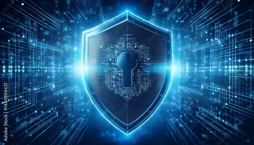 Obraz premium shield represents protection against cyber attacks and online hacking, Protection