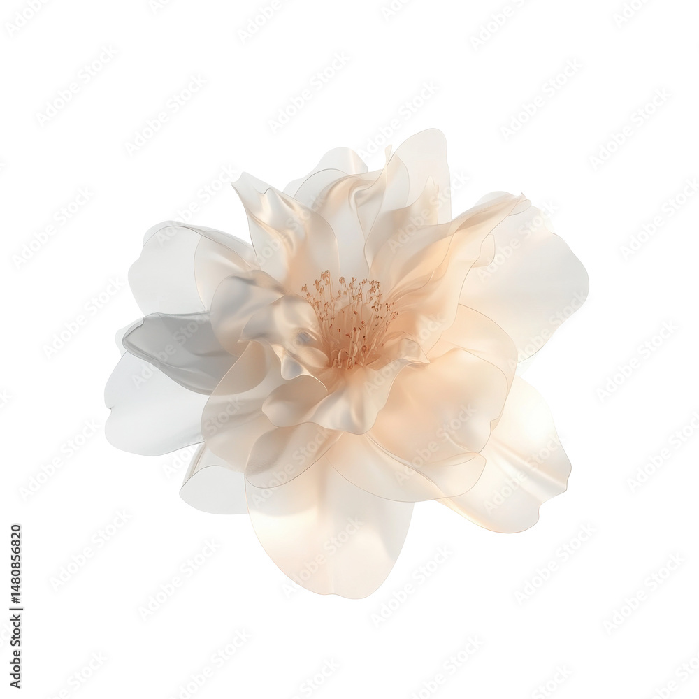 Fototapeta premium Delicate White Flower with Soft Petals Against a Clear Background on transparent background