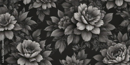 Wallpaper Mural Delicate charcoal floral wallpaper with a seamless repeat pattern , art, seamless Torontodigital.ca