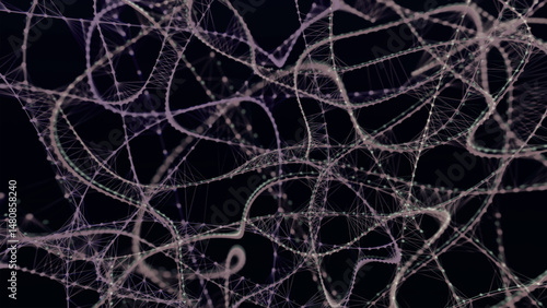 Abstract background with connecting dots and lines. Neural connections. Network connection structure. Weave effect. 3D Abstract vector illustration.