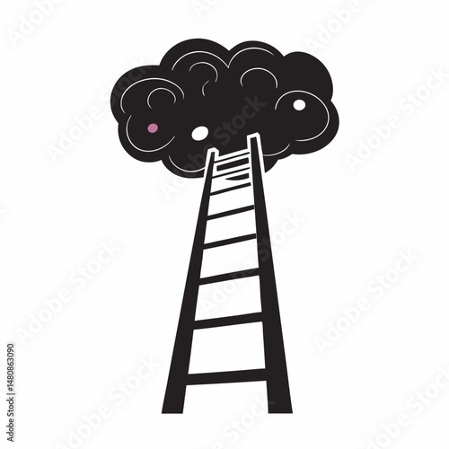 Ladder Reaching Up Into Creative Cloud for Blogs, Websites, Art Projects, Inspiration, Education, and Motivational Content  