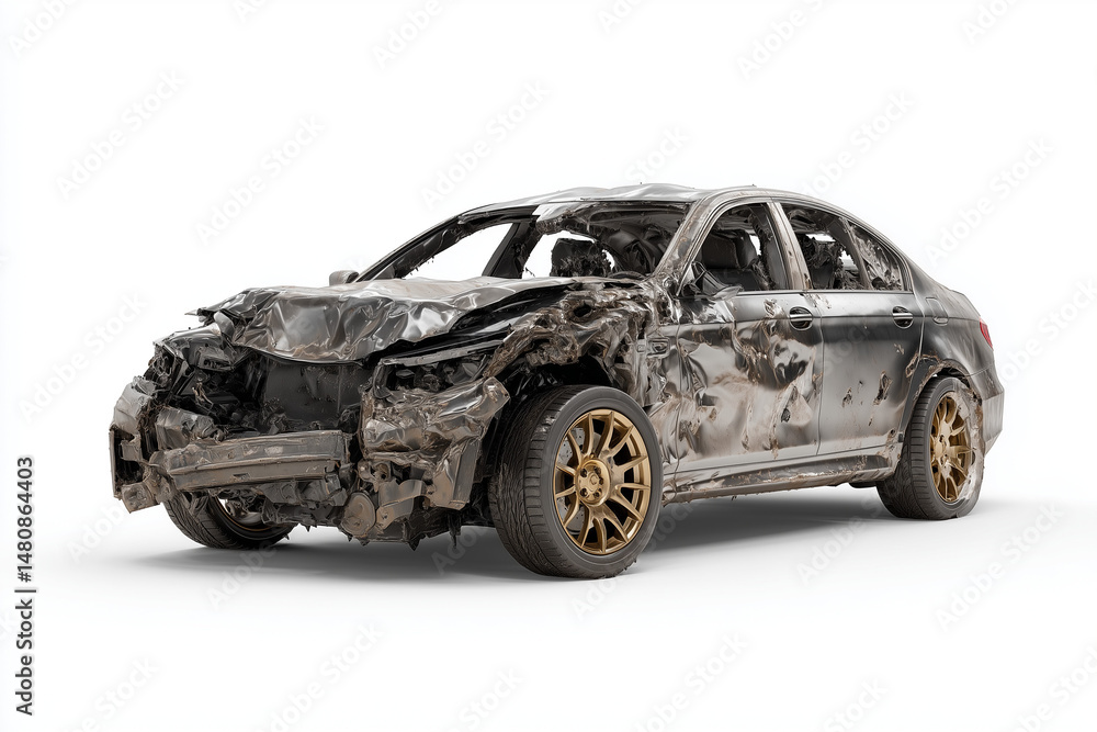 Fototapeta premium Damaged car after crash