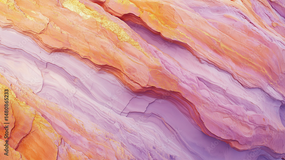 Obraz premium Abstract Marbled Stone Texture with Gold Veins in Pastel Colors