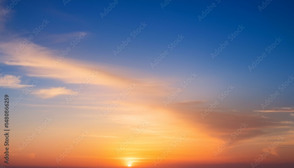 Fototapeta premium gradient orange gold clouds and sunlight on the blue sky perfect background wallpaper