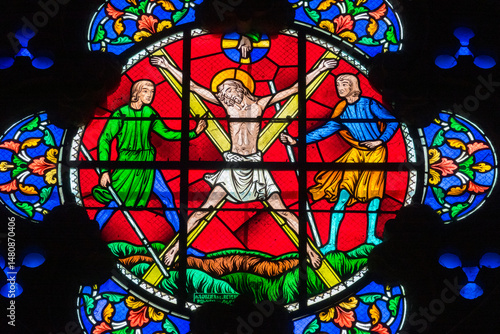 Obraz na plátně Stained glass (19th century) of the martyr of Saint Andrew the Apostle