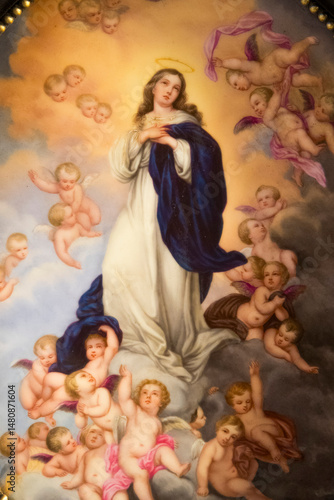 Εκτύπωση καμβά Painting (19th century) of Assumption of the Blessed Virgin Mary to the heaven