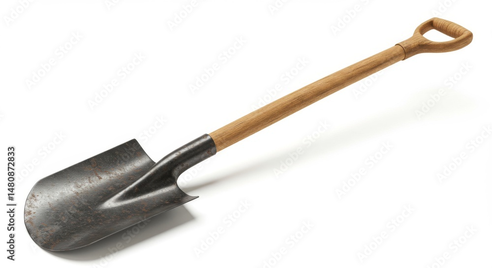 Sturdy Shovel with Wooden Handle - A durable, metal shovel with a sturdy wooden handle, perfect for gardening, construction, or landscaping. Symbolizes hard work, growth, building Sturdy Shovel with Wooden Handle - A durable, metal shovel with a sturdy wooden handle, perfect for gardening, construction, or landscaping. Symbolizes hard work, growth, building