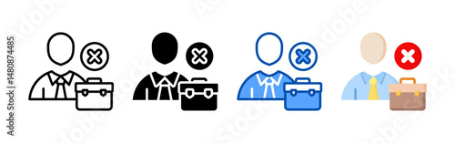 Unemployment icon set bundle. Multi style icon collection perfect for websites, apps, and presentations. Simple vector icon collection