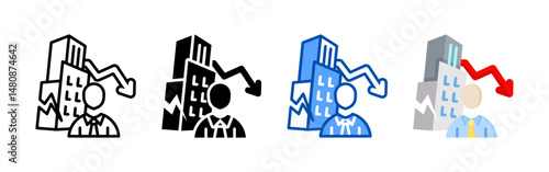 Bankrupt icon set bundle. Multi style icon collection perfect for websites, apps, and presentations. Simple vector icon collection