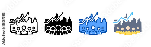 Overpopulation icon set bundle. Multi style icon collection perfect for websites, apps, and presentations. Simple vector icon collection
