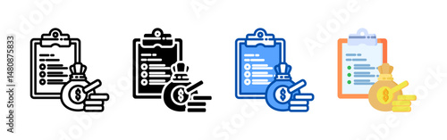 Financial planning icon set bundle. Multi style icon collection perfect for websites, apps, and presentations. Simple vector icon collection