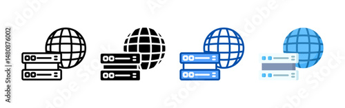 Hosting icon set bundle. Multi style icon collection perfect for websites, apps, and presentations. Simple vector icon collection