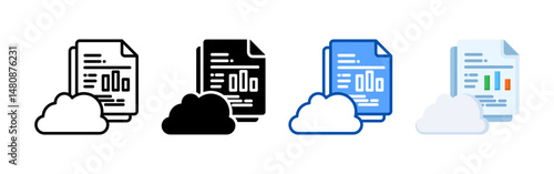 Cloud database icon set bundle. Multi style icon collection perfect for websites, apps, and presentations. Simple vector icon collection