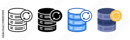 Refresh data icon set bundle. Multi style icon collection perfect for websites, apps, and presentations. Simple vector icon collection