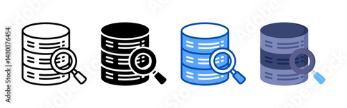 Data searching icon set bundle. Multi style icon collection perfect for websites, apps, and presentations. Simple vector icon collection