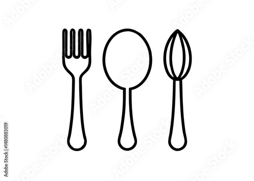 Cutlery Line Art – Minimalist Fork, Knife, Spoon Outline Drawing for Kitchen and Dining Design