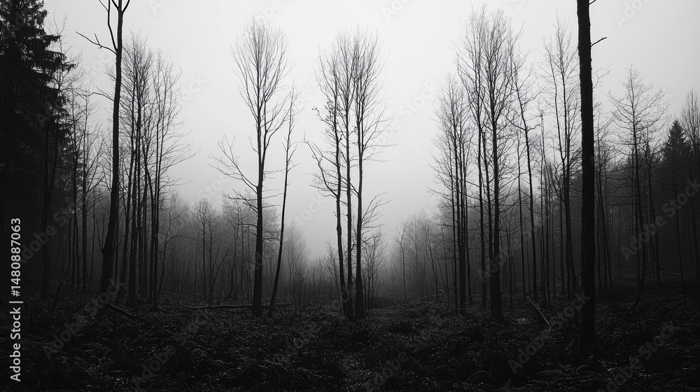 A forest in black and white. A forest in black and white.