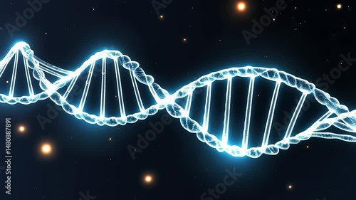 Glowing DNA Helix with Space Background. (1)
