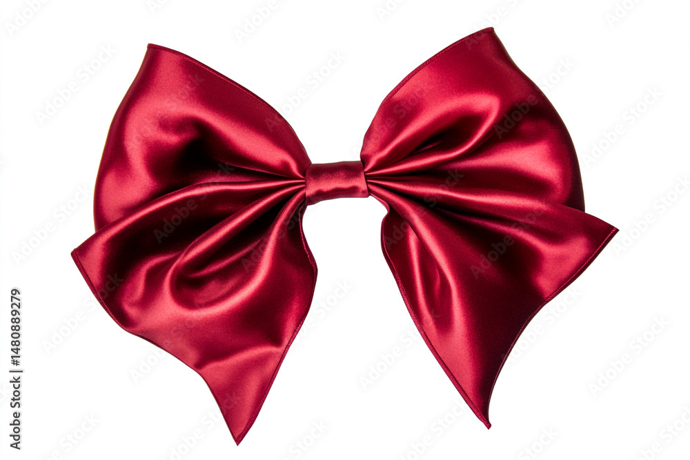 A shiny red satin bow, isolated for holiday gift wrapping and Christmas decoration A shiny red satin bow, isolated for holiday gift wrapping and Christmas decoration