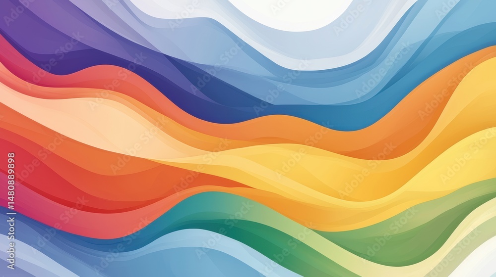 A vibrant abstract composition featuring a multitude of overlapping curved lines in a rainbow of colors. A vibrant abstract composition featuring a multitude of overlapping curved lines in a rainbow of colors.