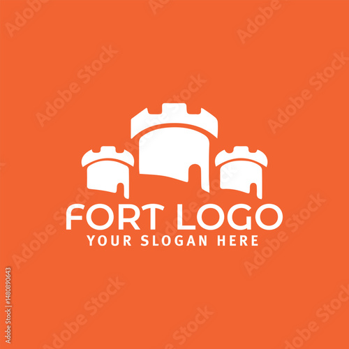 fortress castle logo design vector
