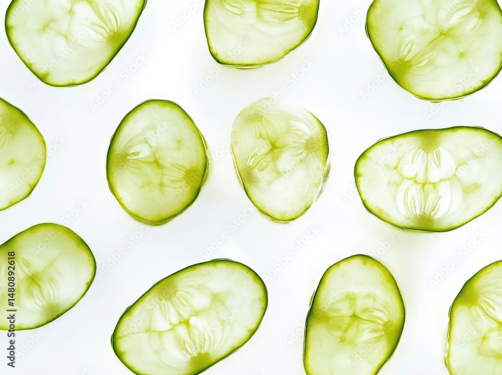 Cucumber Slices: A Serene, Translucent Still Life Cucumber Slices: A Serene, Translucent Still Life