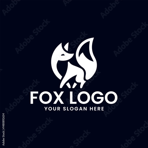 wolf fox logo design vector