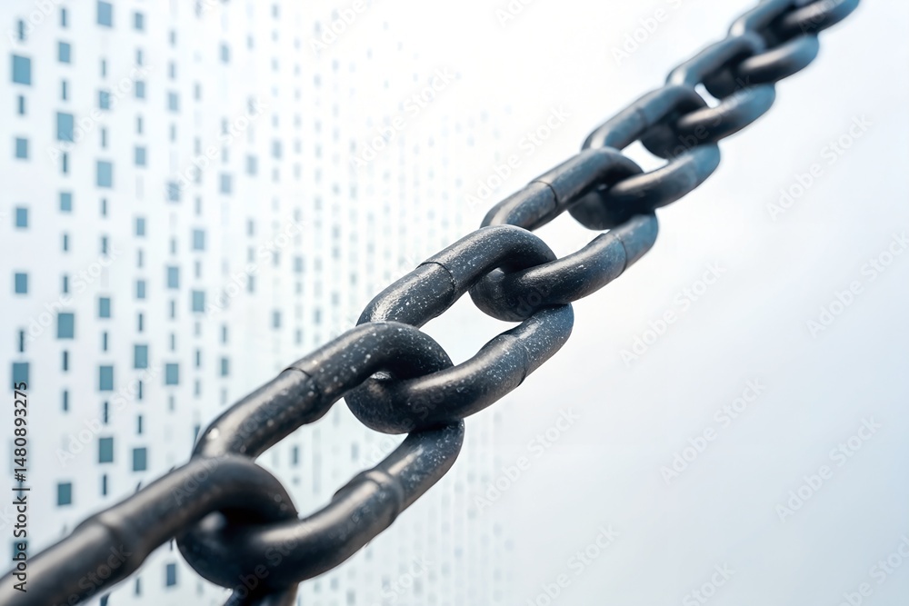 Fototapeta premium Chainlink Transforming into Pixelated Code Digital Evolution