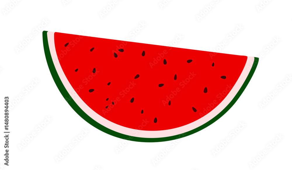 Watermelon cut in slices, sweet ripe delicious fruit, red flesh with green rind, organic diet ingredient for dessert, healthy vegan food image for summer design, projects, menu, packaging decor Watermelon cut in slices, sweet ripe delicious fruit, red flesh with green rind, organic diet ingredient for dessert, healthy vegan food image for summer design, projects, menu, packaging decor