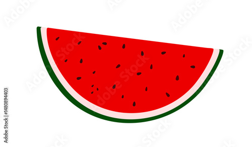Watermelon cut in slices, sweet ripe delicious fruit, red flesh with green rind, organic diet ingredient for dessert, healthy vegan food image for summer design, projects, menu, packaging decor