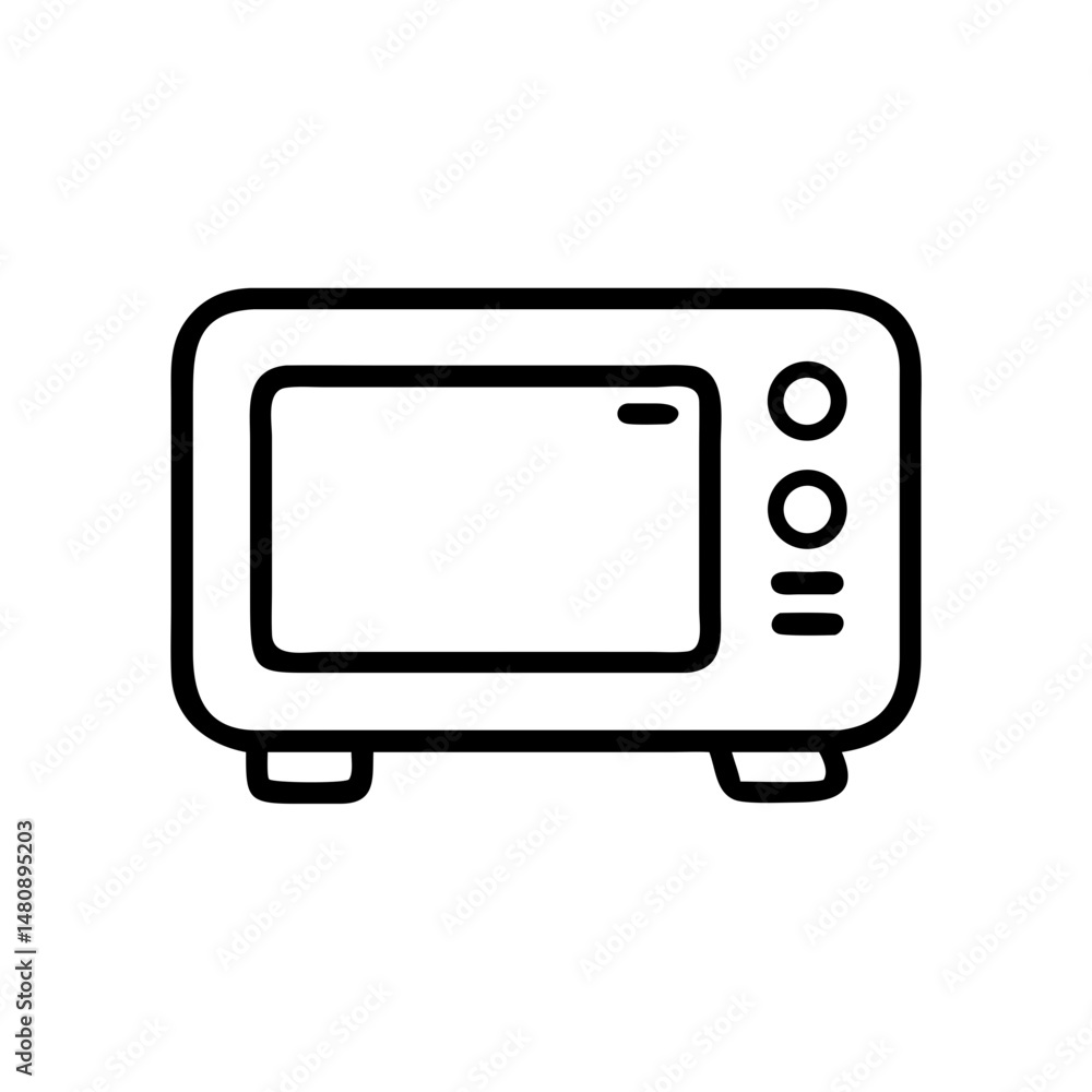 Minimalist black outline vector icon of a microwave oven, symbolizing kitchen appliances, quick cooking, and modern home convenience Minimalist black outline vector icon of a microwave oven, symbolizing kitchen appliances, quick cooking, and modern home convenience