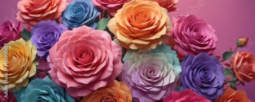 Intricate paper rose arrangement, colorful gradient,  arrangement,  texture