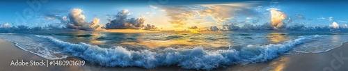 A twilight shot of Miami Beach inlet taken with an aerial drone in panorama