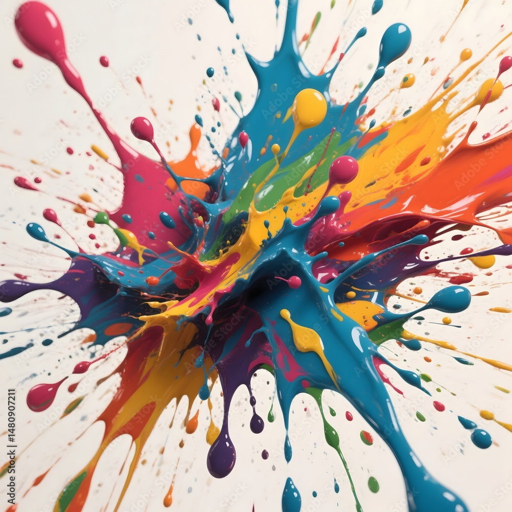 Fototapeta premium Vibrant Burst of Color An Abstract Paint Explosion