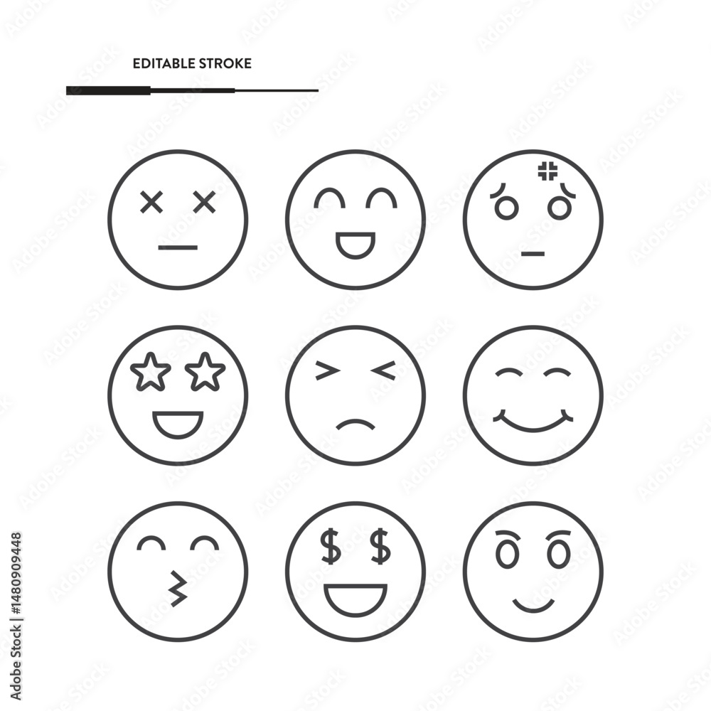 Emoji Reaction Icon Set Vector Design. Emoji Reaction Icon Set Vector Design.