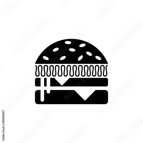 Creative depiction of a burger with toppings and melted cheese on a minimalist background