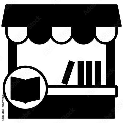Book Fair glyph icon. Use for international literacy day, education, back to school theme and more. for print, UI, UX kit, web and app development.