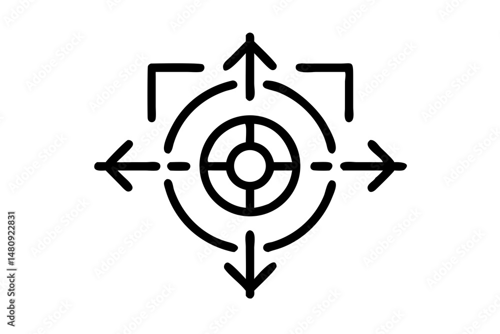 Obraz premium Target Icon Floating Layers, 3D Depth, and Vector Design