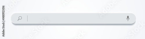 3d search bar Internet browser engine on white background for UI design, website interface element with web icons and push button vector