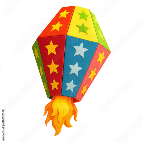 Balão colorido 3D com estrelas para decoração de Festa Junina
