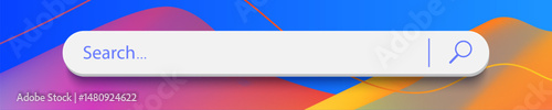 3d search bar Internet browser engine on abstract background for UI design, website interface element with web icons and push button vector