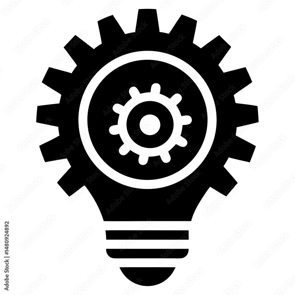Gear bulb innovation concept silhouette vector illustration Gear bulb innovation concept silhouette vector illustration