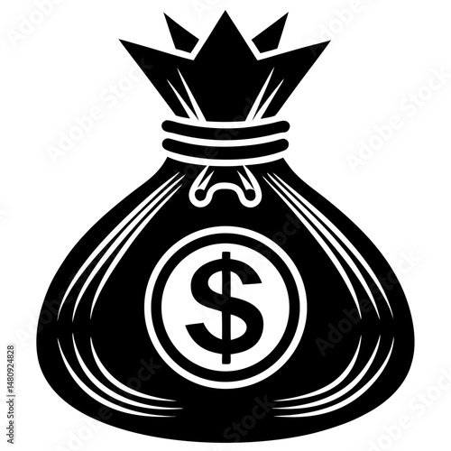 Money bag with dollar sign silhouette vector illustration