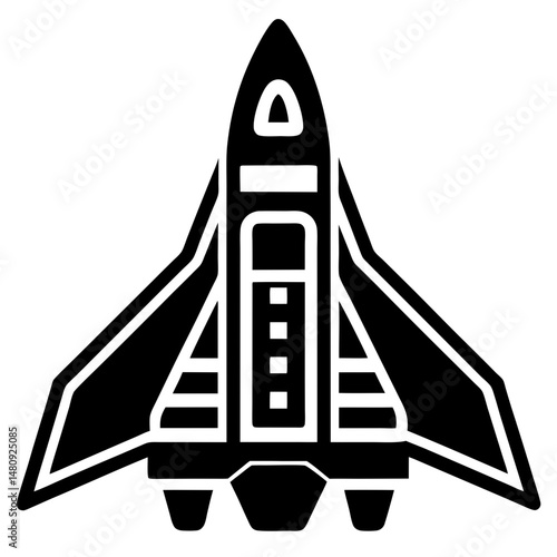 Futuristic spacecraft black silhouette vector illustration