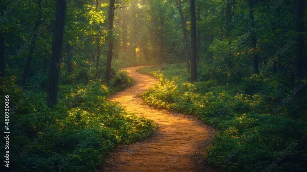 Obraz premium Sunlit Forest Path