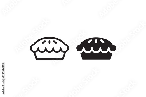Pie dessert icons black and white vector Vector
