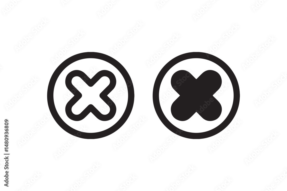 Cancel icon in outline and solid style Vector Cancel icon in outline and solid style Vector