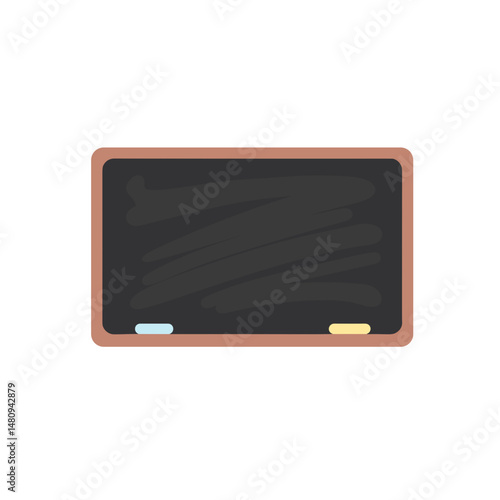 Blank chalkboard with colored chalk on a white background  